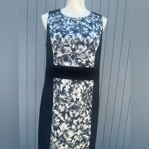 Michael Kors Black and White Sheath Midi Dress